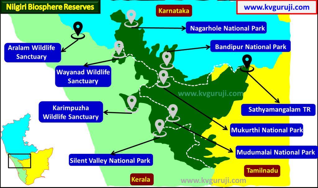 Nilgiri Biosphere Reserve Map UPSC GK, Protected Areas, Geography